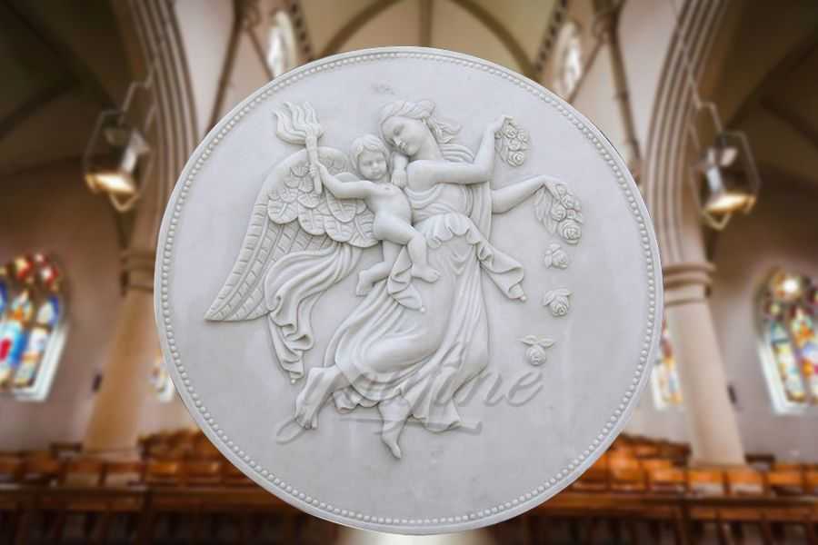 natural marble stone carved wall angel relief sculptures